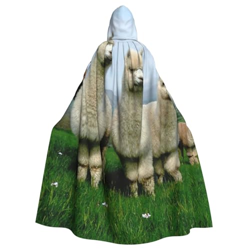 PQruop Alpaka-Familien-Aufdruck, Halloween-Kapuzenumhang, dekorativer Umhang für Partys, Cosplay und Festivals PQruop Alpaka-Familien-Aufdruck, Halloween-Kapuzenumhang, dekorativer Umhang für Partys, Cosplay und Festivals von PQruop