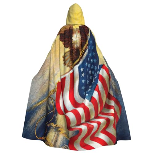 PQruop Amerikanische Flagge Adler, Kunstdruck, Erwachsenen-Halloween-Kapuzenumhang, dekorativer Umhang für Partys, Cosplay und Festivals PQruop Amerikanische Flagge Adler, Kunstdruck, Erwachsenen-Halloween-Kapuzenumhang, dekorativer Umhang für Partys, Cosplay und Festivals von PQruop