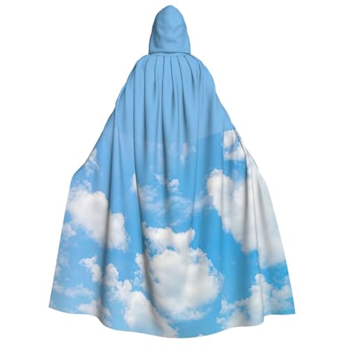 PQruop Blauer Himmel, weißer Wolkendruck, Halloween-Kapuzenumhang, Hexenumhang, geeignet für Maskerade, Weihnachtsfeier, Cosplay-Kostüm PQruop Blauer Himmel, weißer Wolkendruck, Halloween-Kapuzenumhang, Hexenumhang, geeignet für Maskerade, Weihnachtsfeier, Cosplay-Kostüm von PQruop