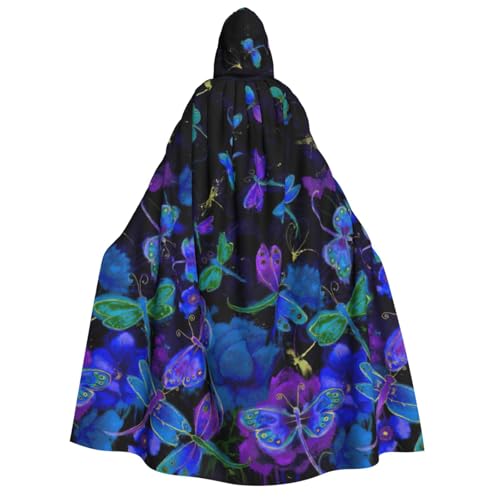 PQruop Blauer Libellen-Druck, Halloween-Kapuzenumhang, Hexenumhang, geeignet für Maskerade, Weihnachtsfeier, Cosplay-Kostüm PQruop Blauer Libellen-Druck, Halloween-Kapuzenumhang, Hexenumhang, geeignet für Maskerade, Weihnachtsfeier, Cosplay-Kostüm von PQruop