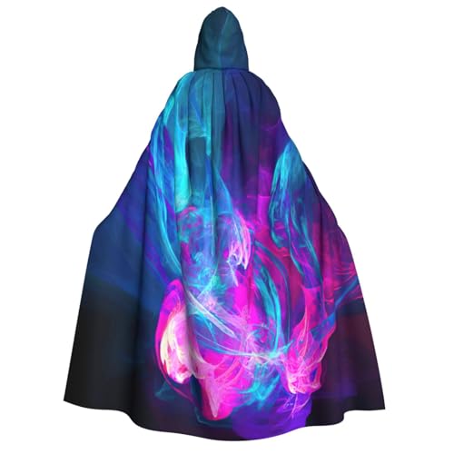 PQruop Blauer und rosa Feueraufdruck, Halloween-Kapuzenumhang, geeignet für Maskerade, Weihnachtsfeier, Cosplay-Kostüm von PQruop