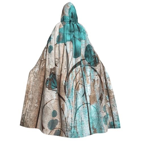 PQruop Blaugrüne Blume auf Holzplanken-Druck, Halloween-Kapuzenumhang, Hexenumhang, geeignet für Maskerade, Weihnachtsfeier, Cosplay-Kostüm PQruop Blaugrüne Blume auf Holzplanken-Druck, Halloween-Kapuzenumhang, Hexenumhang, geeignet für Maskerade, Weihnachtsfeier, Cosplay-Kostüm von PQruop