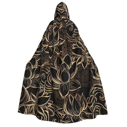 PQruop Boho-Umhang mit goldfarbenem Lotusblumen-Druck, Hexenumhang, geeignet für Maskerade, Weihnachtsfeier, Cosplay-Kostüm PQruop Boho-Umhang mit goldfarbenem Lotusblumen-Druck, Hexenumhang, geeignet für Maskerade, Weihnachtsfeier, Cosplay-Kostüm von PQruop