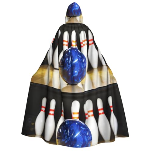 PQruop Bowling-Druck, Halloween-Kapuzenumhang, Hexenumhang, geeignet für Maskerade, Weihnachtsfeier, Cosplay-Kostüm von PQruop