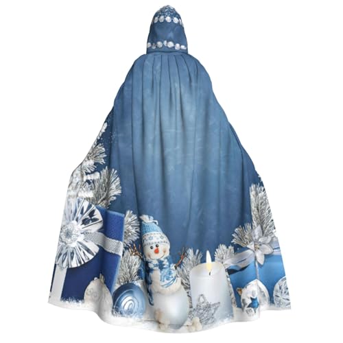 PQruop Dekoratives Weihnachtsgeschenk, Schneemann-Druck, Halloween-Kapuzenumhang, geeignet für Maskerade, Weihnachtsfeier, Cosplay-Kostüm von PQruop