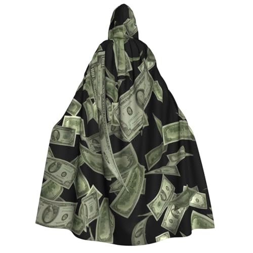 PQruop Dollarzeichen-Gelddruck, Halloween-Kapuzenumhang, Hexenumhang, geeignet für Maskerade, Weihnachtsfeier, Cosplay-Kostüm von PQruop