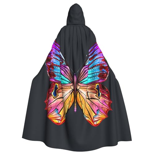 PQruop Farbenfroher Schmetterlings-Aufdruck, Halloween-Kapuzenumhang, dekorativer Umhang für Partys, Cosplay und Festivals PQruop Farbenfroher Schmetterlings-Aufdruck, Halloween-Kapuzenumhang, dekorativer Umhang für Partys, Cosplay und Festivals von PQruop