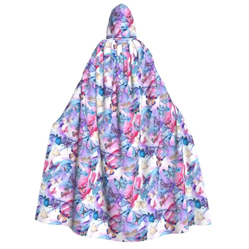 PQruop Farbenfroher Schmetterlings-Druck, Halloween-Kapuzenumhang, geeignet für Maskerade, Weihnachtsfeier, Cosplay-Kostüm PQruop Farbenfroher Schmetterlings-Druck, Halloween-Kapuzenumhang, geeignet für Maskerade, Weihnachtsfeier, Cosplay-Kostüm von PQruop