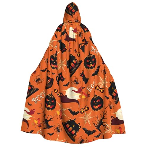 PQruop Halloween-Druck, Halloween-Kapuzenumhang, Hexenumhang, geeignet für Maskerade, Weihnachtsfeier, Cosplay-Kostüm von PQruop