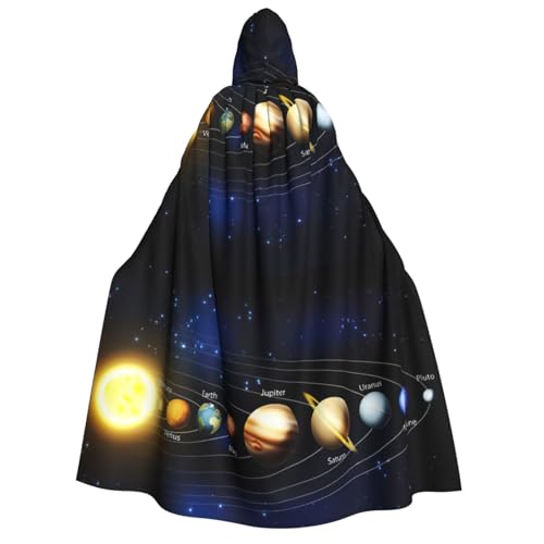 PQruop Halloween-Kapuzenumhang, Hexenumhang, Motiv: Erkundung des Sonnensystems, geeignet für Maskerade, Weihnachtsfeier, Cosplay-Kostüm von PQruop