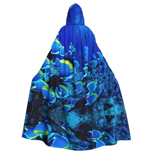PQruop Halloween-Kapuzenumhang für Erwachsene, Motiv: blaue Fische, Ozean, dekorativer Umhang für Partys, Cosplay und Festivals PQruop Halloween-Kapuzenumhang für Erwachsene, Motiv: blaue Fische, Ozean, dekorativer Umhang für Partys, Cosplay und Festivals von PQruop