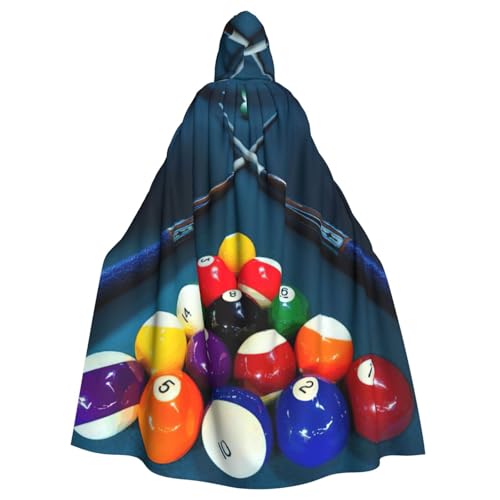 PQruop Halloween-Kapuzenumhang mit Billard-Druck, dekorativer Umhang für Partys, Cosplay und Festivals von PQruop