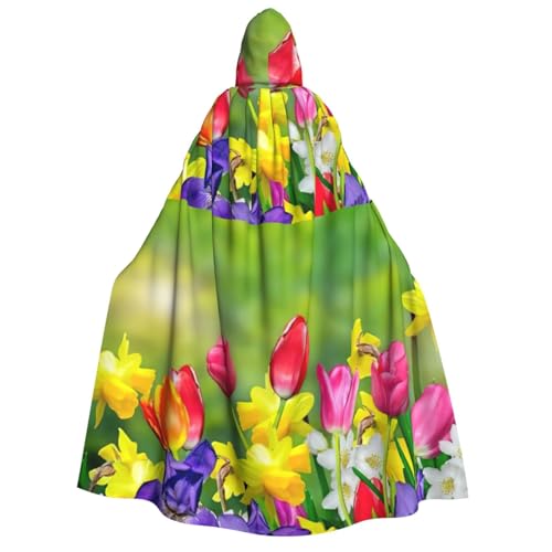PQruop Halloween-Kapuzenumhang mit Blumendruck, Hexenumhang, geeignet für Maskerade, Weihnachtsfeier, Cosplay-Kostüm von PQruop