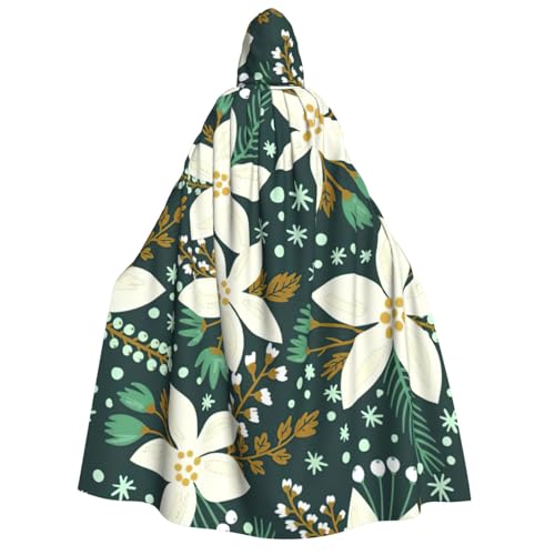 PQruop Halloween-Kapuzenumhang mit Blumenmuster, Hexenumhang, geeignet für Maskerade, Weihnachtsfeier, Cosplay-Kostüm von PQruop