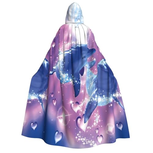 PQruop Halloween-Kapuzenumhang mit Delfinen, geeignet für Maskerade, Weihnachtsfeier, Cosplay-Kostüm von PQruop