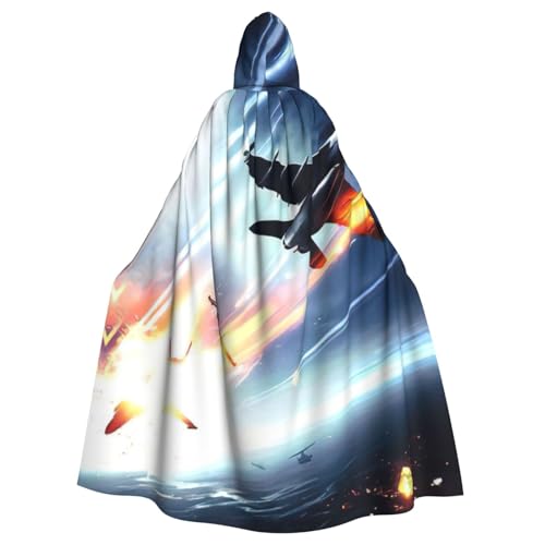 PQruop Halloween-Kapuzenumhang mit Flugzeugdruck, dekorativer Umhang für Partys, Cosplay und Festivals von PQruop