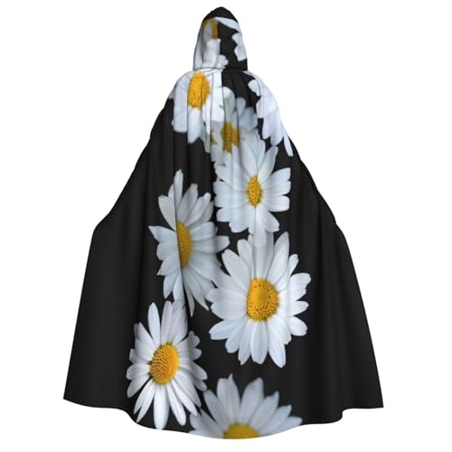 PQruop Halloween-Kapuzenumhang mit Gänseblümchen-Aufdruck, geeignet für Maskerade, Weihnachtsfeier, Cosplay-Kostüm von PQruop