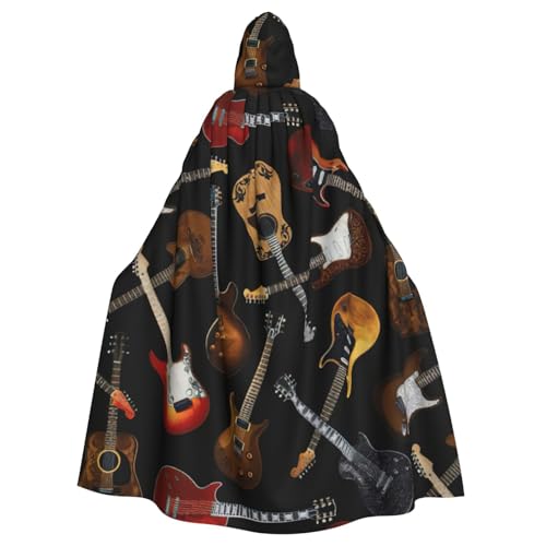 PQruop Halloween-Kapuzenumhang mit Gitarren-Aufdruck, dekorativer Umhang für Partys, Cosplay und Festivals von PQruop