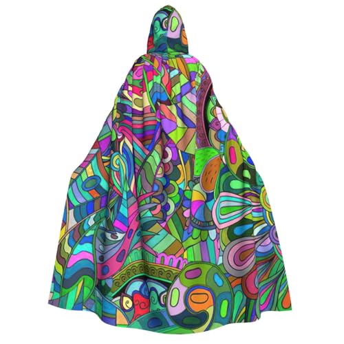 PQruop Halloween-Kapuzenumhang mit Graffiti-Druck, Hexenumhang, geeignet für Maskerade, Weihnachtsfeier, Cosplay-Kostüm von PQruop