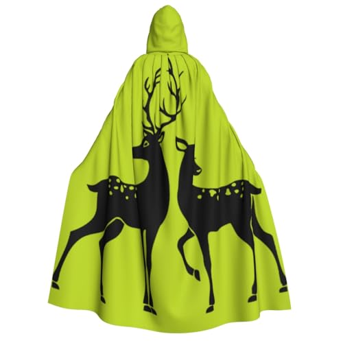 PQruop Halloween-Kapuzenumhang mit Hirsch-Druck, Hexenumhang, geeignet für Maskerade, Weihnachtsfeier, Cosplay-Kostüm von PQruop