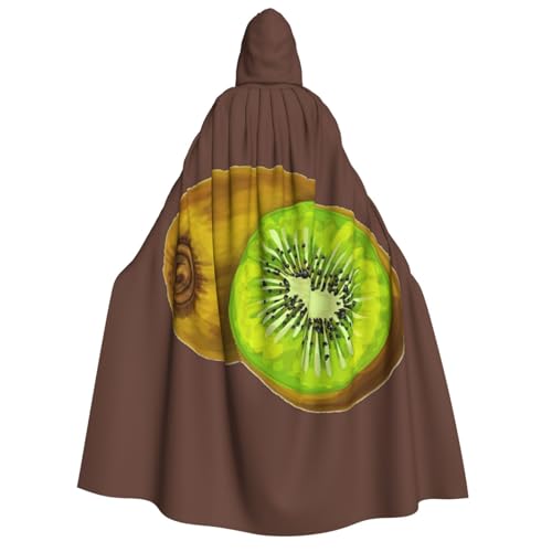 PQruop Halloween-Kapuzenumhang mit Kiwi-Druck, Hexenumhang, geeignet für Maskerade, Weihnachtsfeier, Cosplay-Kostüm von PQruop