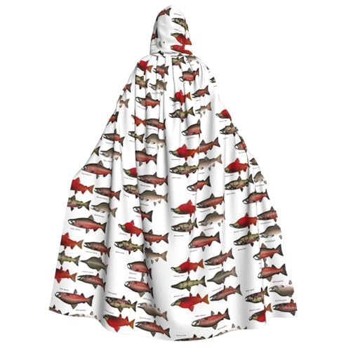 PQruop Halloween-Kapuzenumhang mit Lachsdruck, Hexenumhang, geeignet für Maskerade, Weihnachtsfeier, Cosplay-Kostüm PQruop Halloween-Kapuzenumhang mit Lachsdruck, Hexenumhang, geeignet für Maskerade, Weihnachtsfeier, Cosplay-Kostüm von PQruop