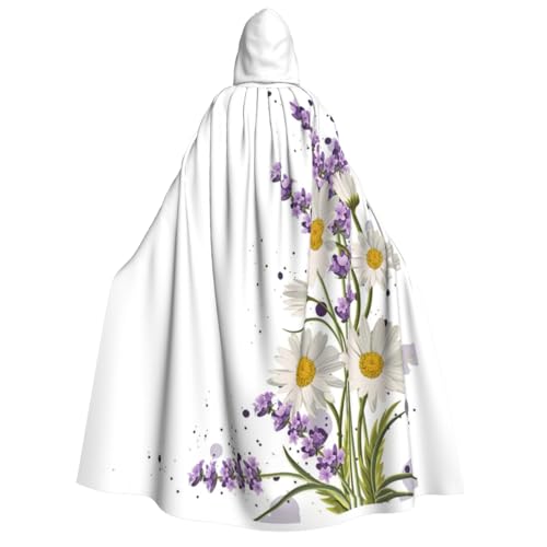PQruop Halloween-Kapuzenumhang mit Lavendel- und Gänseblümchen-Druck, Hexenumhang, geeignet für Maskerade, Weihnachtsfeier, Cosplay-Kostüm PQruop Halloween-Kapuzenumhang mit Lavendel- und Gänseblümchen-Druck, Hexenumhang, geeignet für Maskerade, Weihnachtsfeier, Cosplay-Kostüm von PQruop