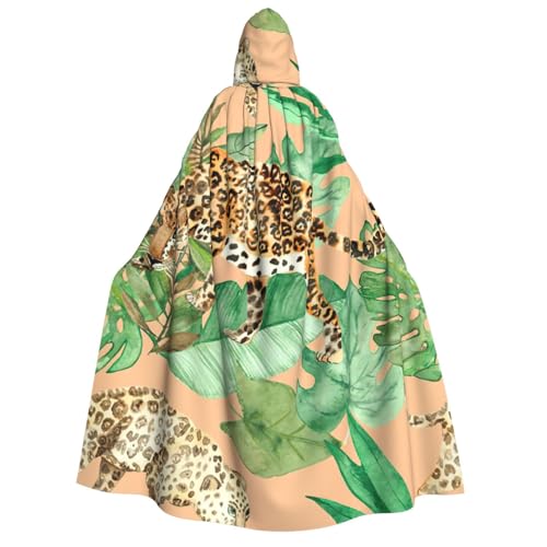 PQruop Halloween-Kapuzenumhang mit Leoparden- und Palmenblättern, geeignet für Maskerade, Weihnachtsfeier, Cosplay-Kostüm PQruop Halloween-Kapuzenumhang mit Leoparden- und Palmenblättern, geeignet für Maskerade, Weihnachtsfeier, Cosplay-Kostüm von PQruop