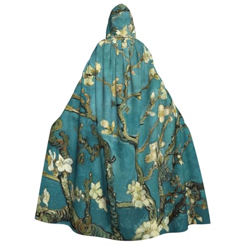 PQruop Halloween-Kapuzenumhang mit Mandelblüten, Hexenumhang, geeignet für Maskerade, Weihnachtsfeier, Cosplay-Kostüm von PQruop