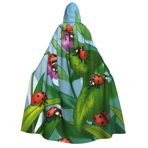 PQruop Halloween-Kapuzenumhang mit Marienkäfer-Druck, Hexenumhang, geeignet für Maskerade, Weihnachtsfeier, Cosplay-Kostüm von PQruop