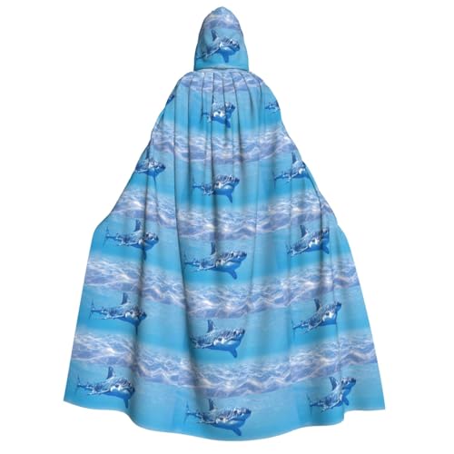 PQruop Halloween-Kapuzenumhang mit Meerestier-Wal-Druck, Hexenumhang, geeignet für Maskerade, Weihnachtsfeier, Cosplay-Kostüm von PQruop
