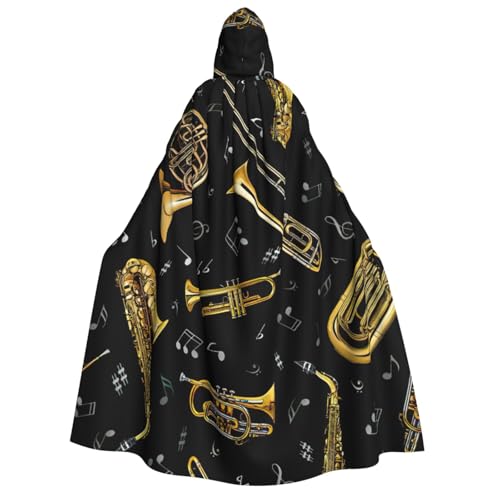 PQruop Halloween-Kapuzenumhang mit Musikinstrumenten, geeignet für Maskerade, Weihnachtsfeier, Cosplay-Kostüm von PQruop