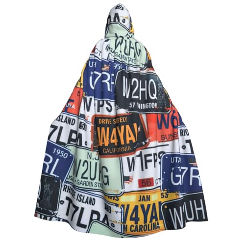 PQruop Halloween-Kapuzenumhang mit Nummernschild-Druck, Hexenumhang, geeignet für Maskerade, Weihnachtsfeier, Cosplay-Kostüm von PQruop