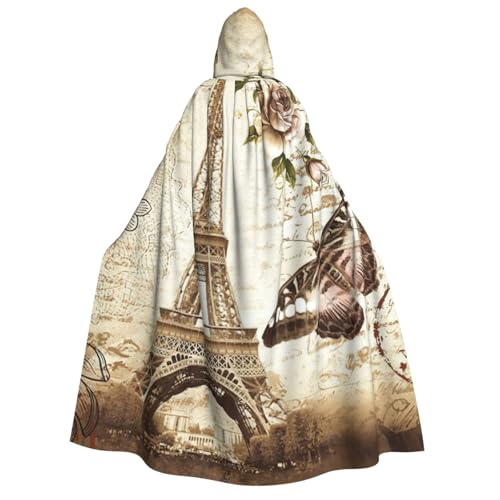 PQruop Halloween-Kapuzenumhang mit Pariser Eiffelturm, Hexenumhang, geeignet für Maskerade, Weihnachtsfeier, Cosplay-Kostüm von PQruop