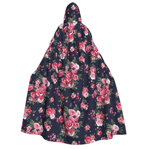 PQruop Halloween-Kapuzenumhang mit Pfingstrosen-Motiv, Hexenumhang, geeignet für Maskerade, Weihnachtsfeier, Cosplay-Kostüm von PQruop