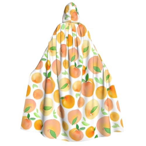 PQruop Halloween-Kapuzenumhang mit Pfirsichdruck, Hexenumhang, geeignet für Maskerade, Weihnachtsfeier, Cosplay-Kostüm von PQruop