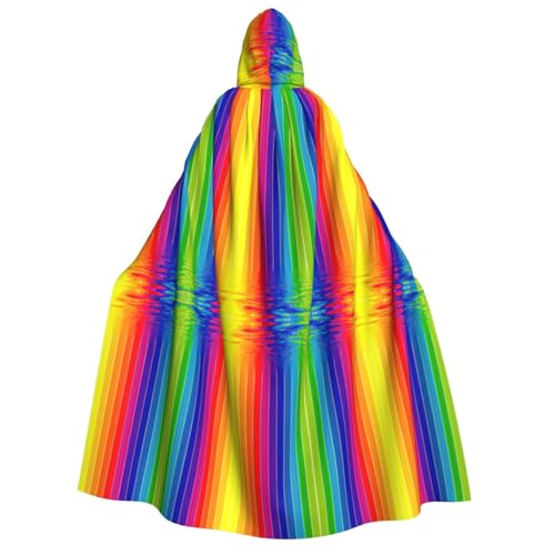 PQruop Halloween-Kapuzenumhang mit Regenbogenstreifen-Druck, Hexenumhang, geeignet für Maskerade, Weihnachtsfeier, Cosplay-Kostüm PQruop Halloween-Kapuzenumhang mit Regenbogenstreifen-Druck, Hexenumhang, geeignet für Maskerade, Weihnachtsfeier, Cosplay-Kostüm von PQruop