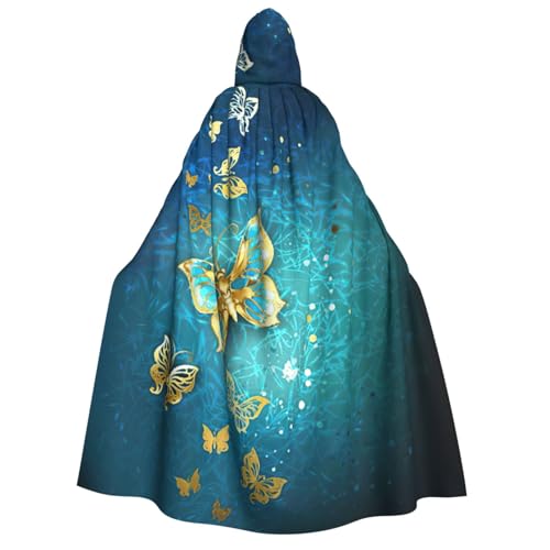 PQruop Halloween-Kapuzenumhang mit Schmetterlingsdruck, Hexenumhang, geeignet für Maskerade, Weihnachtsfeier, Cosplay-Kostüm von PQruop