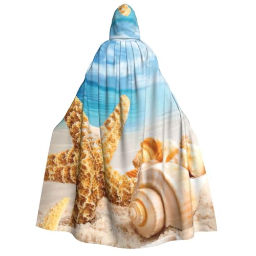 PQruop Halloween-Kapuzenumhang mit Seestern und Muscheln, geeignet für Maskerade, Weihnachtsfeier, Cosplay-Kostüm von PQruop