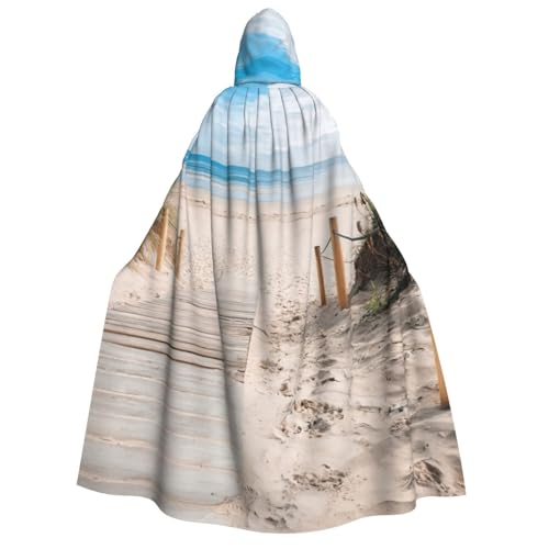 PQruop Halloween-Kapuzenumhang mit Strandlandschaft, Hexenumhang, geeignet für Maskerade, Weihnachtsfeier, Cosplay-Kostüm von PQruop