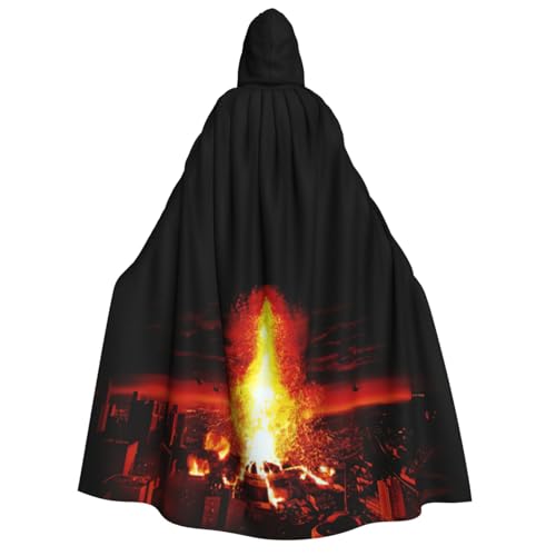 PQruop Halloween-Kapuzenumhang mit Vulkandruck, Hexenumhang, geeignet für Maskerade, Weihnachtsfeier, Cosplay-Kostüm von PQruop