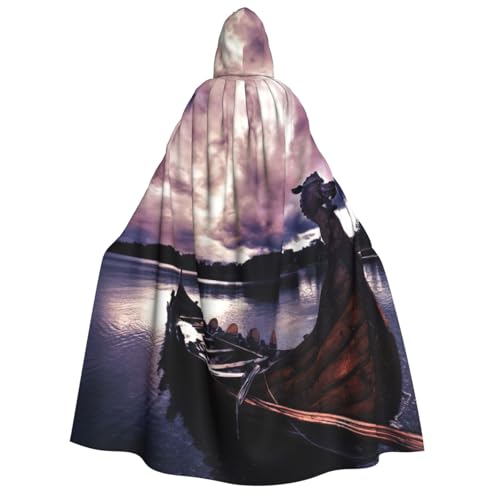 PQruop Halloween-Kapuzenumhang mit Wikinger-Boot-Druck, Hexenumhang, geeignet für Maskerade, Weihnachtsfeier, Cosplay-Kostüm PQruop Halloween-Kapuzenumhang mit Wikinger-Boot-Druck, Hexenumhang, geeignet für Maskerade, Weihnachtsfeier, Cosplay-Kostüm von PQruop