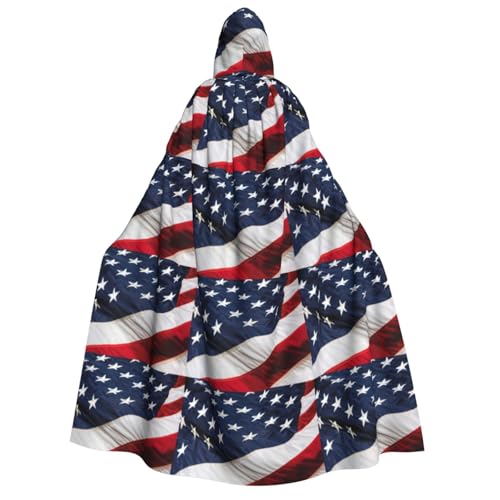 PQruop Halloween-Kapuzenumhang mit amerikanischer Flagge, Hexenumhang, geeignet für Maskerade, Weihnachtsfeier, Cosplay-Kostüm von PQruop