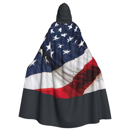 PQruop Halloween-Kapuzenumhang mit amerikanischer Flagge, dekorativer Umhang für Partys, Cosplay und Festivals von PQruop