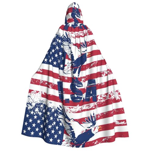 PQruop Halloween-Kapuzenumhang mit amerikanischer Nationalflagge mit Adler-Druck, Hexenumhang, geeignet für Maskerade, Weihnachtsfeier, Cosplay-Kostüm PQruop Halloween-Kapuzenumhang mit amerikanischer Nationalflagge mit Adler-Druck, Hexenumhang, geeignet für Maskerade, Weihnachtsfeier, Cosplay-Kostüm von PQruop