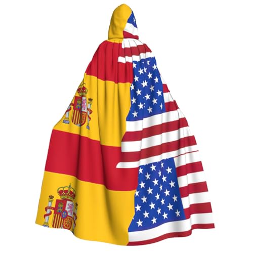 PQruop Halloween-Kapuzenumhang mit amerikanischer Spanien-Flagge, Hexenumhang, geeignet für Maskerade, Weihnachtsfeier, Cosplay-Kostüm PQruop Halloween-Kapuzenumhang mit amerikanischer Spanien-Flagge, Hexenumhang, geeignet für Maskerade, Weihnachtsfeier, Cosplay-Kostüm von PQruop