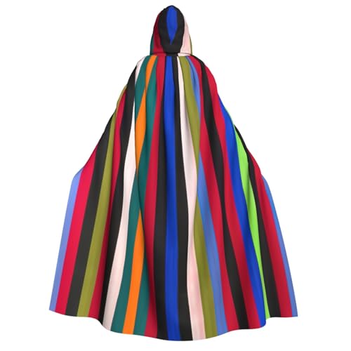 PQruop Halloween-Kapuzenumhang mit farbigen Streifen, vertikaler Druck, geeignet für Maskerade, Weihnachtsfeier, Cosplay-Kostüm von PQruop