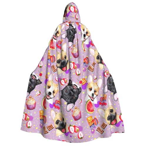PQruop Halloween-Kapuzenumhang mit französischer kleiner Bulldogge, Hexenumhang, geeignet für Maskerade, Weihnachtsfeier, Cosplay-Kostüm von PQruop