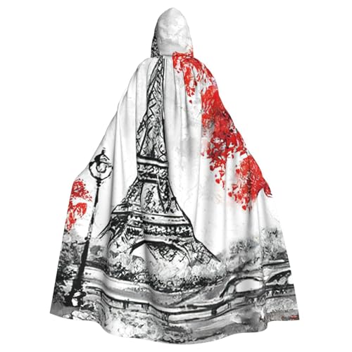 PQruop Halloween-Umhang mit Kapuze, Paris-Druck, dekorativer Umhang für Partys, Cosplay und Festivals PQruop Halloween-Umhang mit Kapuze, Paris-Druck, dekorativer Umhang für Partys, Cosplay und Festivals von PQruop