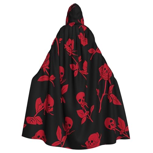 PQruop Halloween-Umhang mit Totenkopf-Rosen-Druck, dekorativer Umhang für Partys, Cosplay und Festivals PQruop Halloween-Umhang mit Totenkopf-Rosen-Druck, dekorativer Umhang für Partys, Cosplay und Festivals von PQruop